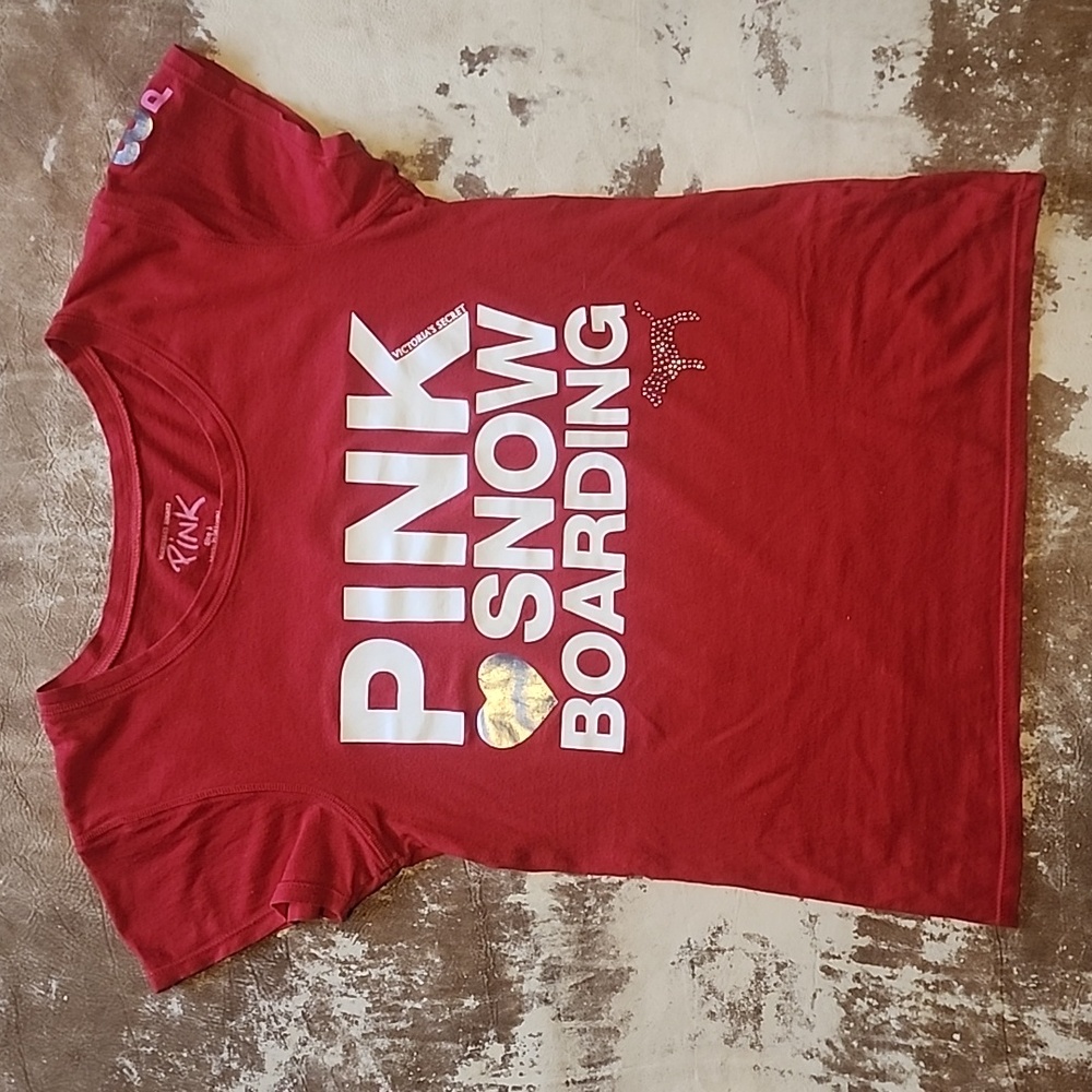 PINK Victoria's Secret Red Snowboarding Tee. Size: S